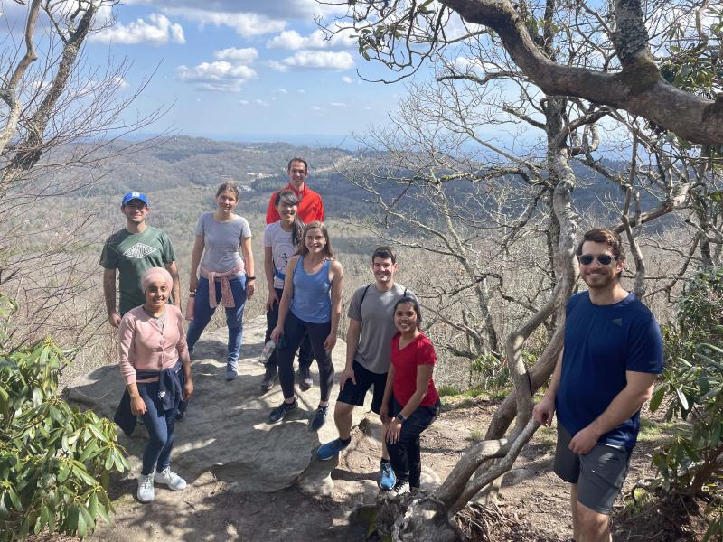Photo of the chilkoti lab on a hike