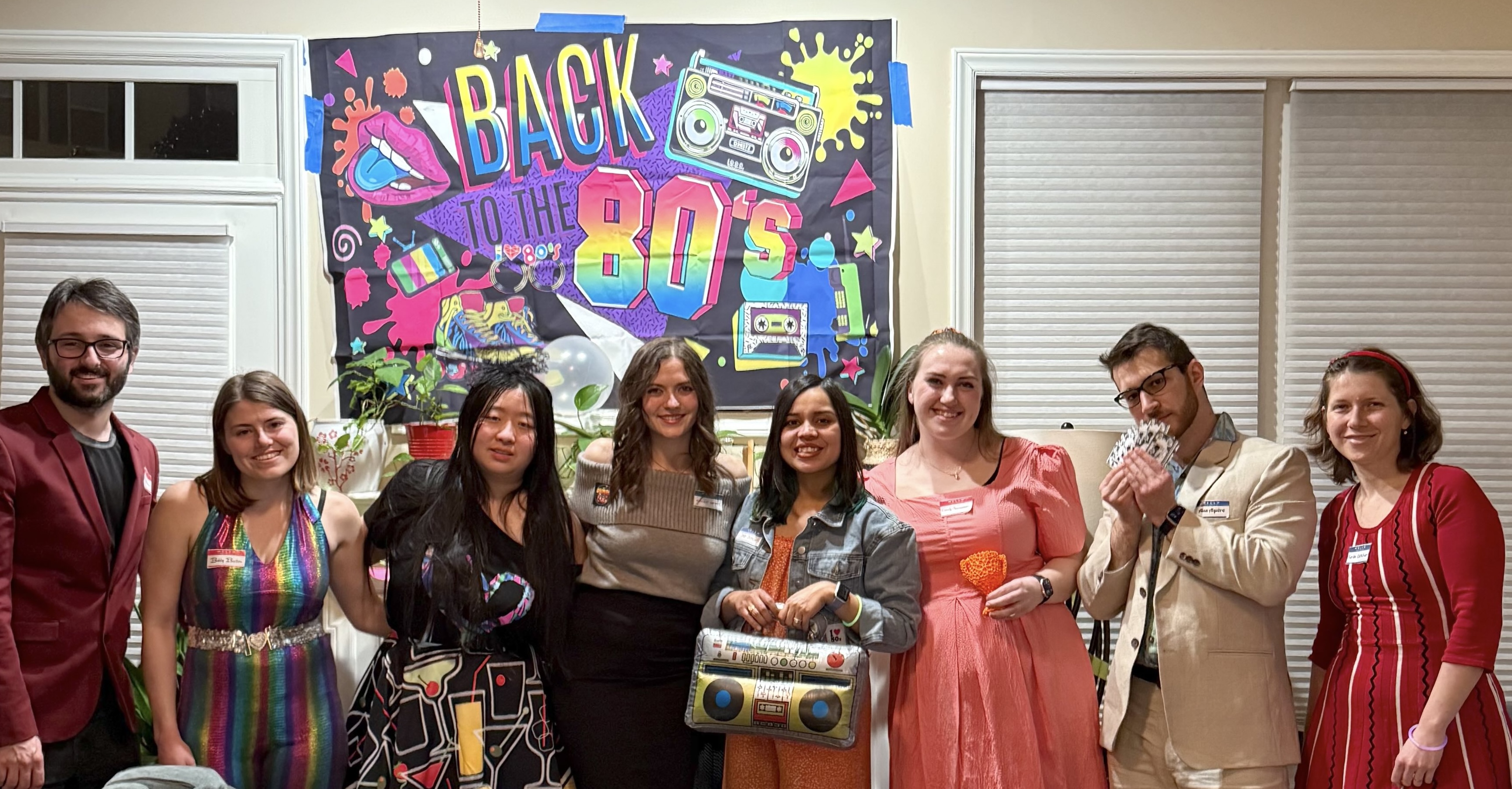 Lab members with their prizes at our murder mystery party